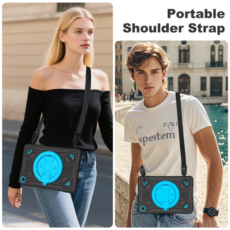 For Samsung Galaxy Tab A11+ / A9+ Space Planet Ring Holder Silicone Hydric PC Tablet Case with Shoulder Strap