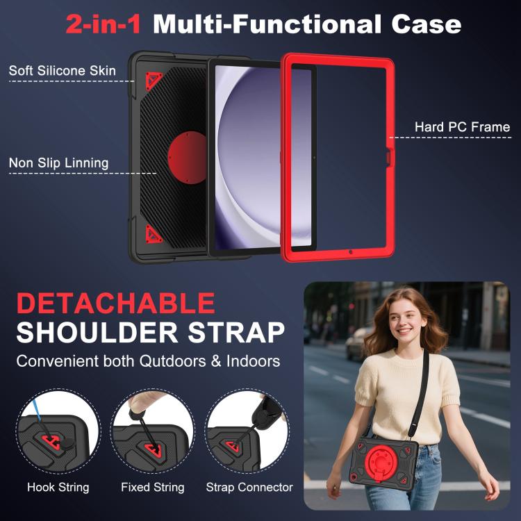 For Samsung Galaxy Tab A11+ / A9+ Space Planet Ring Holder Silicone Hydric PC Tablet Case with Shoulder Strap