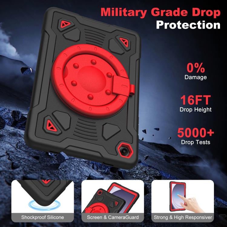 For Samsung Galaxy Tab A11+ / A9+ Space Planet Ring Holder Silicone Hydric PC Tablet Case with Shoulder Strap
