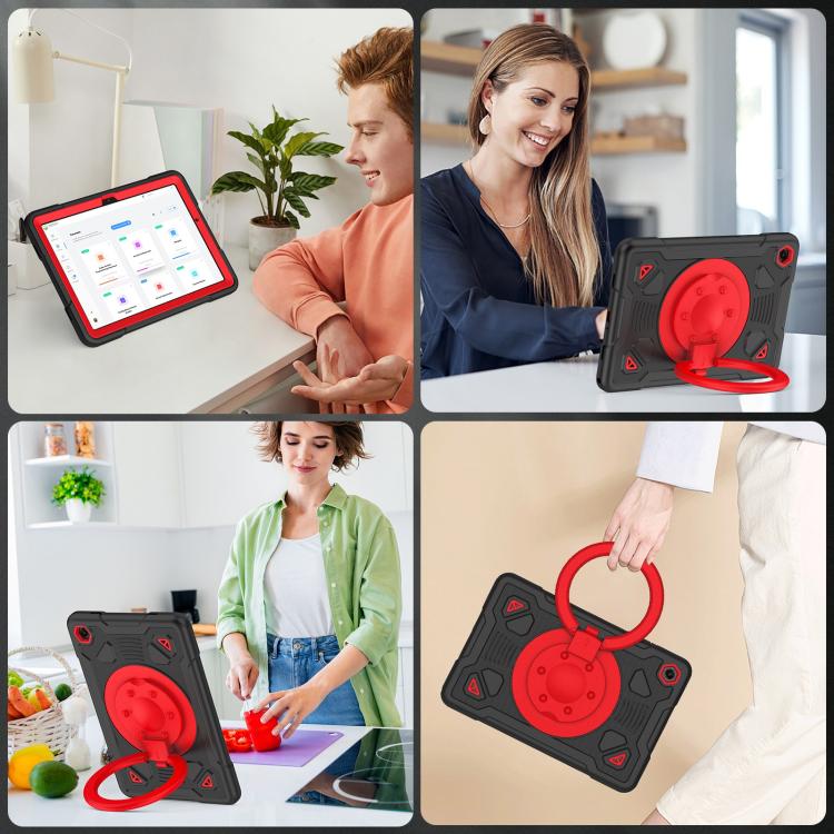 For Samsung Galaxy Tab A11+ / A9+ Space Planet Ring Holder Silicone Hydric PC Tablet Case with Shoulder Strap