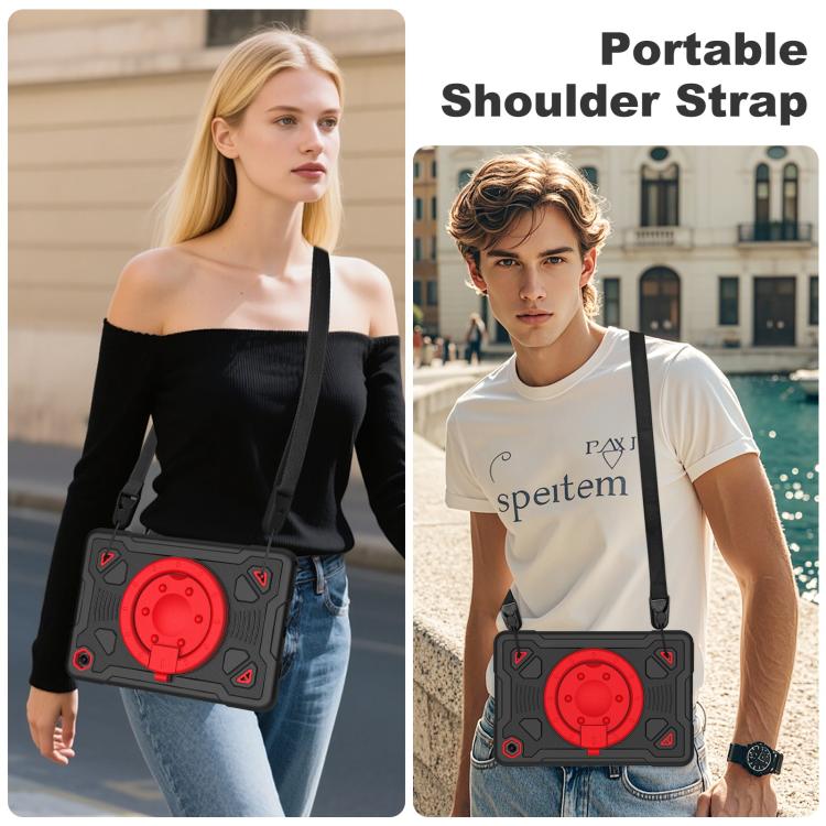 For Samsung Galaxy Tab A11+ / A9+ Space Planet Ring Holder Silicone Hydric PC Tablet Case with Shoulder Strap