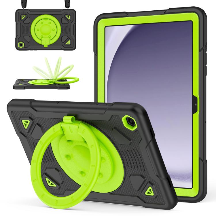 For Samsung Galaxy Tab A11+ / A9+ Space Planet Ring Holder Silicone Hydric PC Tablet Case with Shoulder Strap