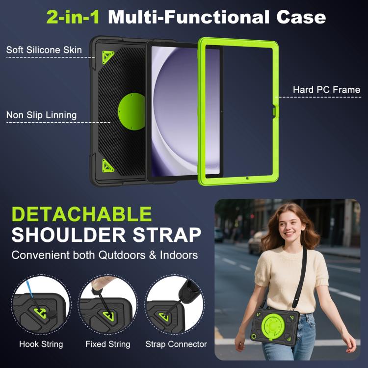 For Samsung Galaxy Tab A11+ / A9+ Space Planet Ring Holder Silicone Hydric PC Tablet Case with Shoulder Strap