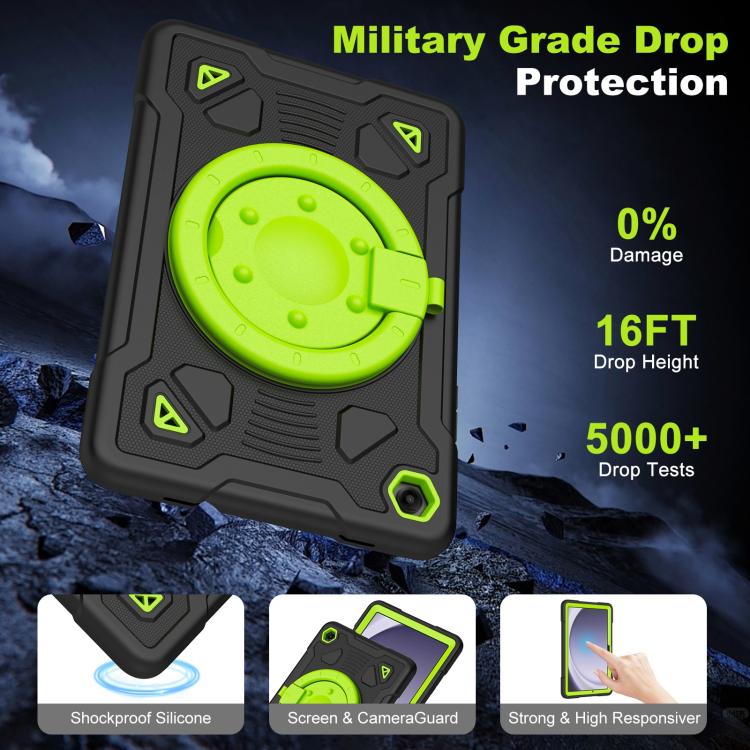 For Samsung Galaxy Tab A11+ / A9+ Space Planet Ring Holder Silicone Hydric PC Tablet Case with Shoulder Strap