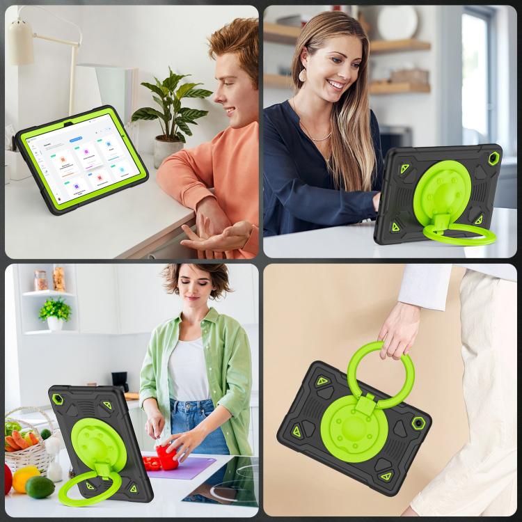 For Samsung Galaxy Tab A11+ / A9+ Space Planet Ring Holder Silicone Hydric PC Tablet Case with Shoulder Strap