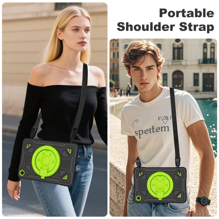 For Samsung Galaxy Tab A11+ / A9+ Space Planet Ring Holder Silicone Hydric PC Tablet Case with Shoulder Strap
