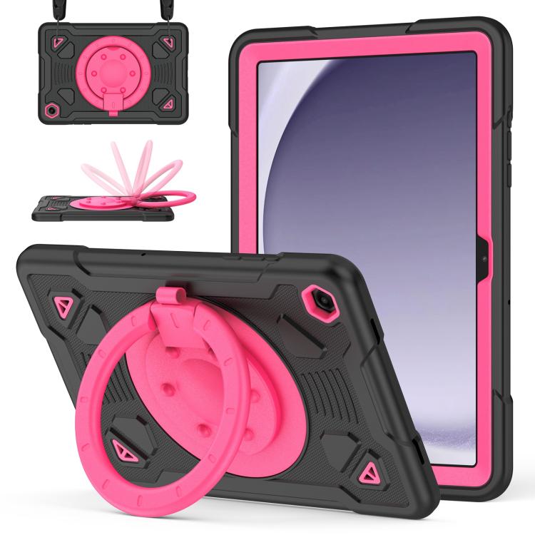 For Samsung Galaxy Tab A11+ / A9+ Space Planet Ring Holder Silicone Hydric PC Tablet Case with Shoulder Strap
