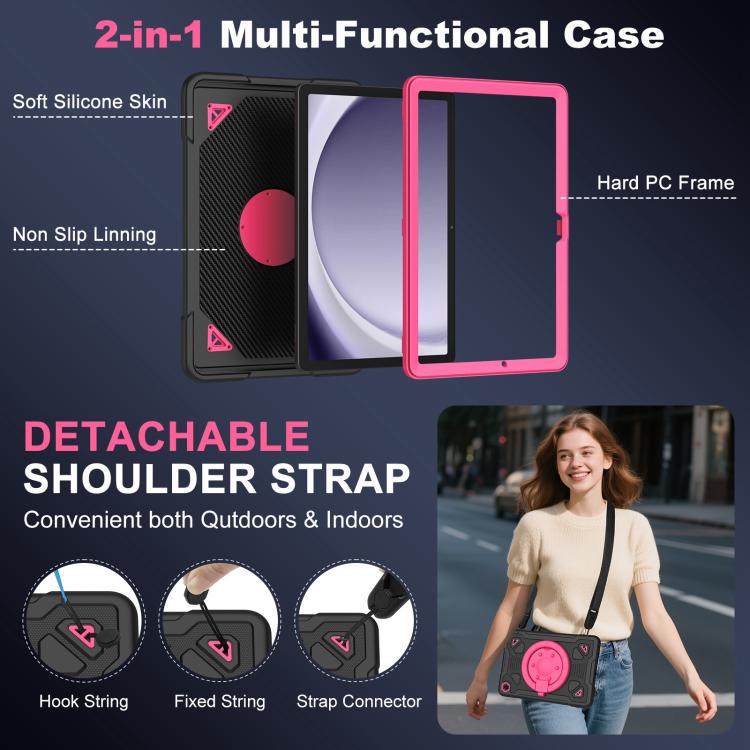 For Samsung Galaxy Tab A11+ / A9+ Space Planet Ring Holder Silicone Hydric PC Tablet Case with Shoulder Strap