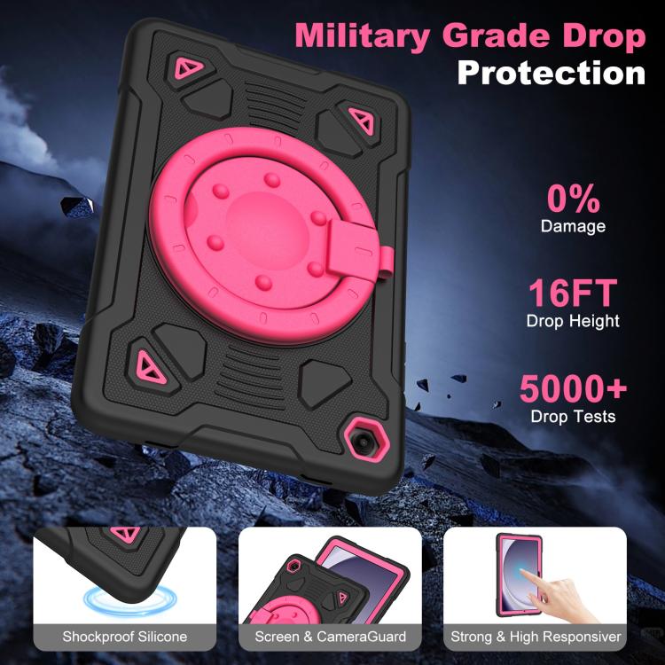 For Samsung Galaxy Tab A11+ / A9+ Space Planet Ring Holder Silicone Hydric PC Tablet Case with Shoulder Strap