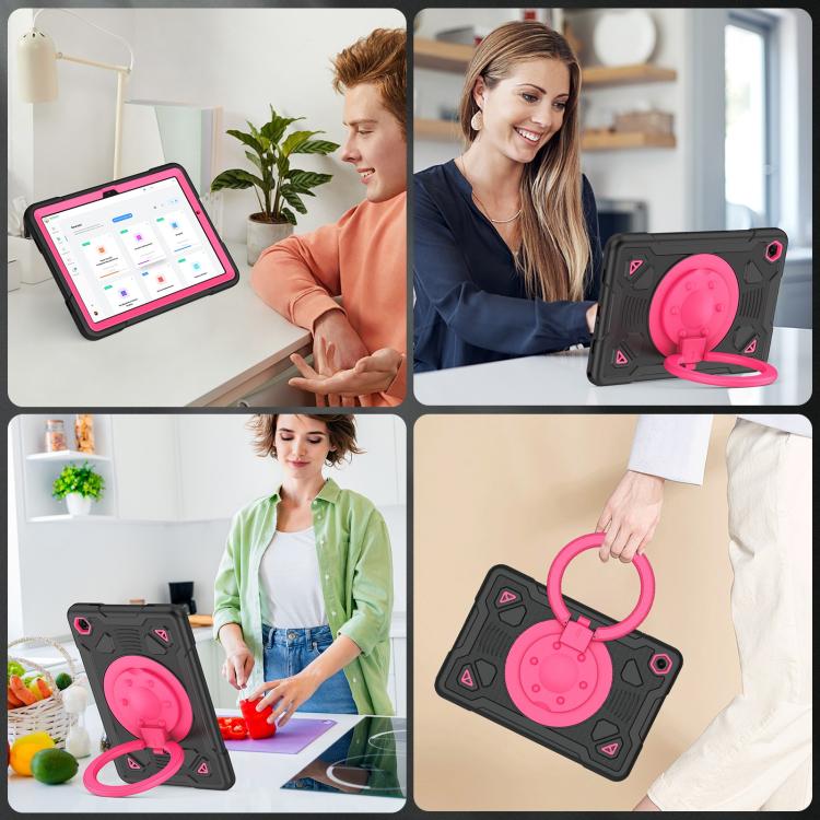 For Samsung Galaxy Tab A11+ / A9+ Space Planet Ring Holder Silicone Hydric PC Tablet Case with Shoulder Strap
