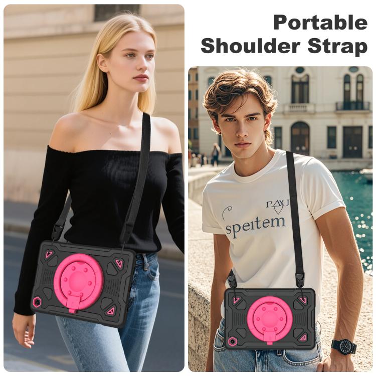 For Samsung Galaxy Tab A11+ / A9+ Space Planet Ring Holder Silicone Hydric PC Tablet Case with Shoulder Strap