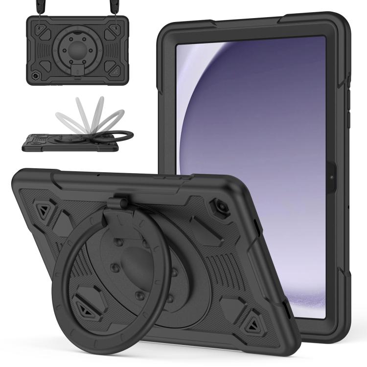 For Samsung Galaxy Tab A11+ / A9+ Space Planet Ring Holder Silicone Hydric PC Tablet Case with Shoulder Strap