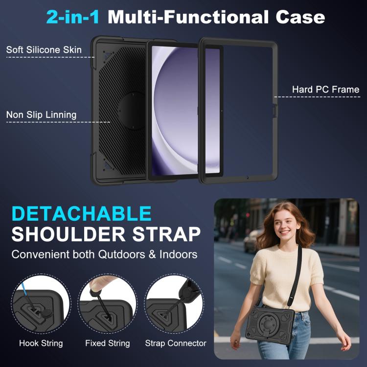 For Samsung Galaxy Tab A11+ / A9+ Space Planet Ring Holder Silicone Hydric PC Tablet Case with Shoulder Strap