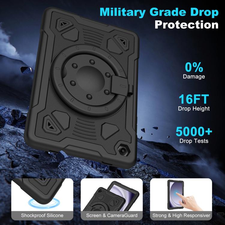 For Samsung Galaxy Tab A11+ / A9+ Space Planet Ring Holder Silicone Hydric PC Tablet Case with Shoulder Strap