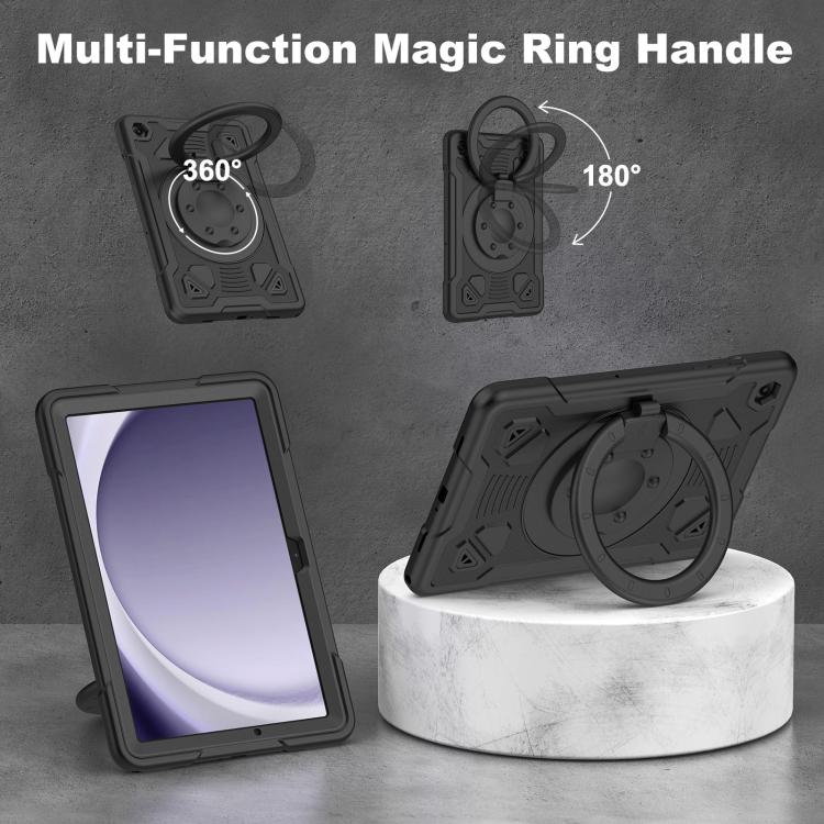 For Samsung Galaxy Tab A11+ / A9+ Space Planet Ring Holder Silicone Hydric PC Tablet Case with Shoulder Strap
