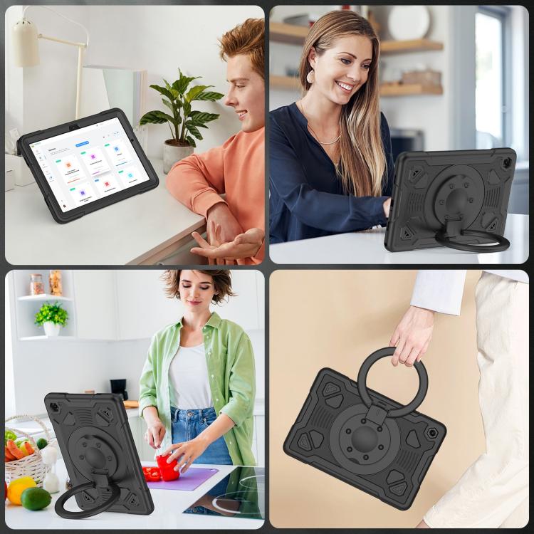 For Samsung Galaxy Tab A11+ / A9+ Space Planet Ring Holder Silicone Hydric PC Tablet Case with Shoulder Strap