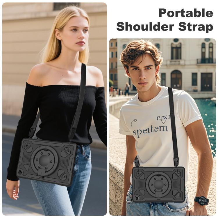 For Samsung Galaxy Tab A11+ / A9+ Space Planet Ring Holder Silicone Hydric PC Tablet Case with Shoulder Strap