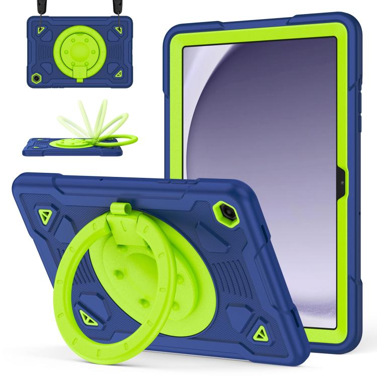 For Samsung Galaxy Tab A11+ / A9+ Space Planet Ring Holder Silicone Hydric PC Tablet Case with Shoulder Strap