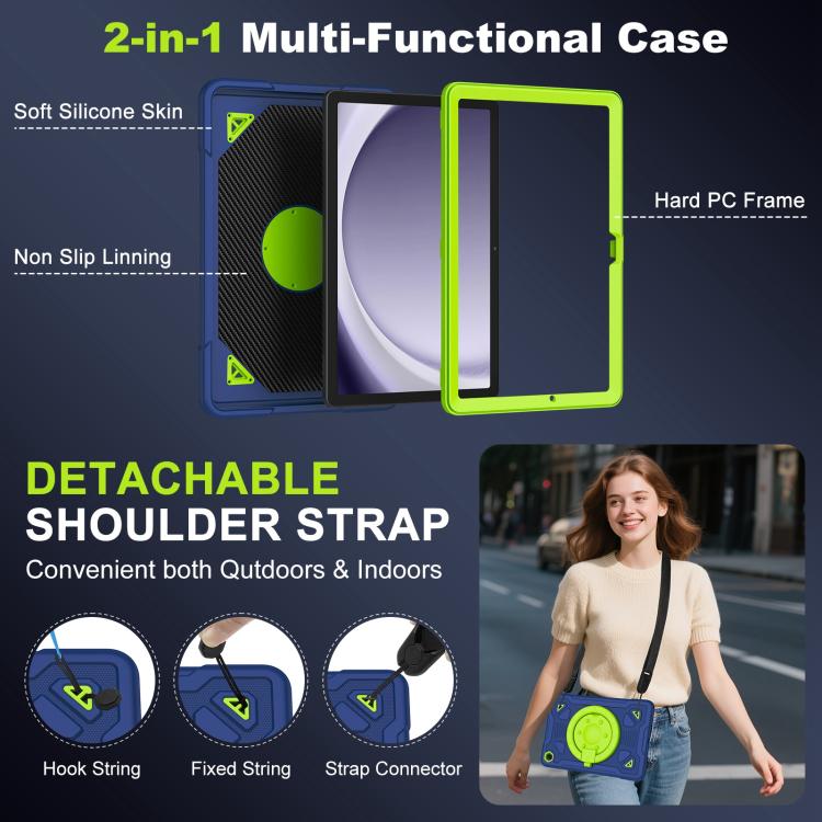 For Samsung Galaxy Tab A11+ / A9+ Space Planet Ring Holder Silicone Hydric PC Tablet Case with Shoulder Strap