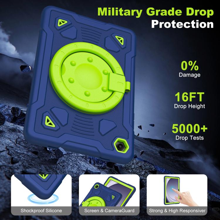 For Samsung Galaxy Tab A11+ / A9+ Space Planet Ring Holder Silicone Hydric PC Tablet Case with Shoulder Strap
