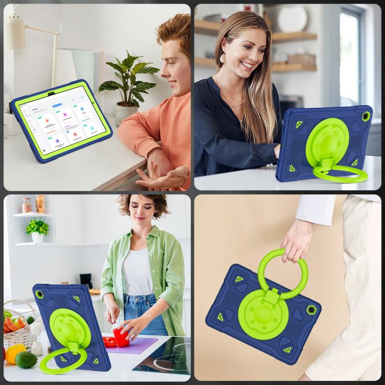 For Samsung Galaxy Tab A11+ / A9+ Space Planet Ring Holder Silicone Hydric PC Tablet Case with Shoulder Strap