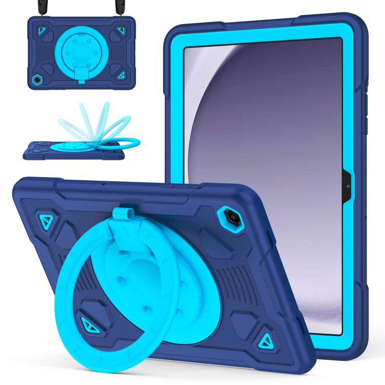 For Samsung Galaxy Tab A11+ / A9+ Space Planet Ring Holder Silicone Hydric PC Tablet Case with Shoulder Strap