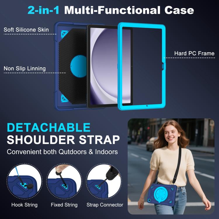 For Samsung Galaxy Tab A11+ / A9+ Space Planet Ring Holder Silicone Hydric PC Tablet Case with Shoulder Strap