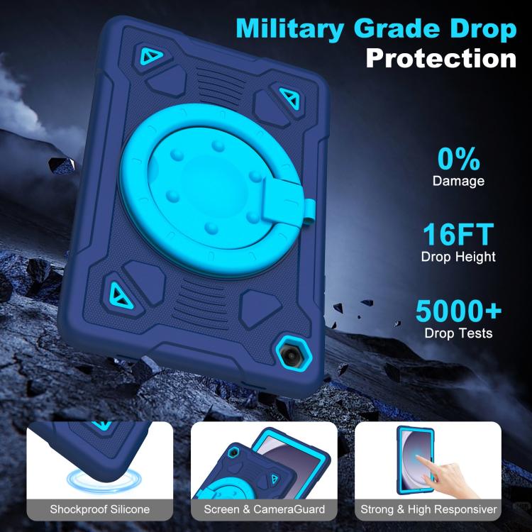 For Samsung Galaxy Tab A11+ / A9+ Space Planet Ring Holder Silicone Hydric PC Tablet Case with Shoulder Strap
