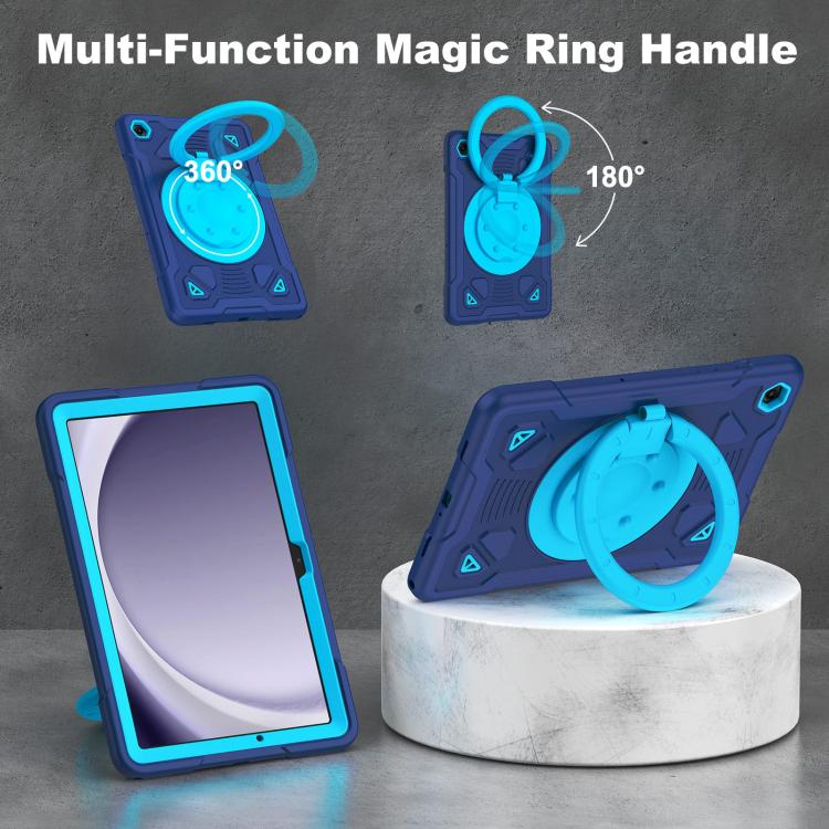 For Samsung Galaxy Tab A11+ / A9+ Space Planet Ring Holder Silicone Hydric PC Tablet Case with Shoulder Strap