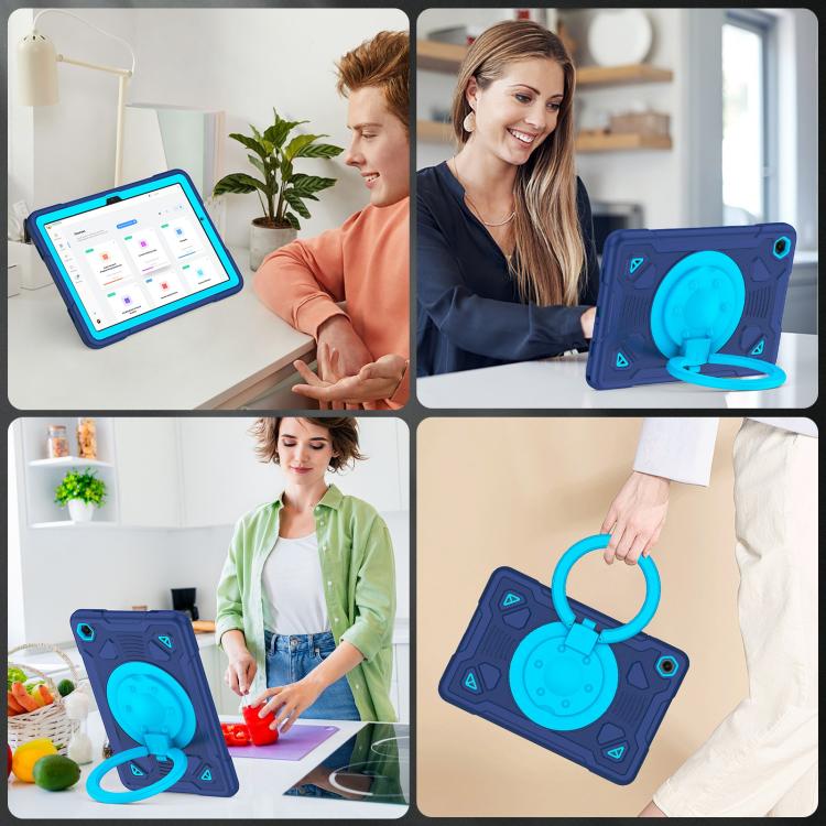 For Samsung Galaxy Tab A11+ / A9+ Space Planet Ring Holder Silicone Hydric PC Tablet Case with Shoulder Strap