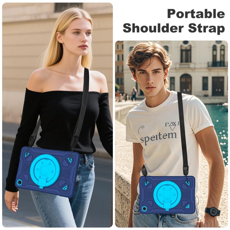For Samsung Galaxy Tab A11+ / A9+ Space Planet Ring Holder Silicone Hydric PC Tablet Case with Shoulder Strap