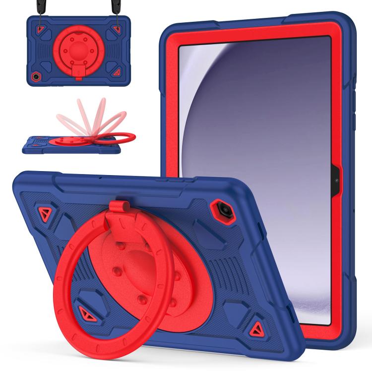 For Samsung Galaxy Tab A11+ / A9+ Space Planet Ring Holder Silicone Hydric PC Tablet Case with Shoulder Strap