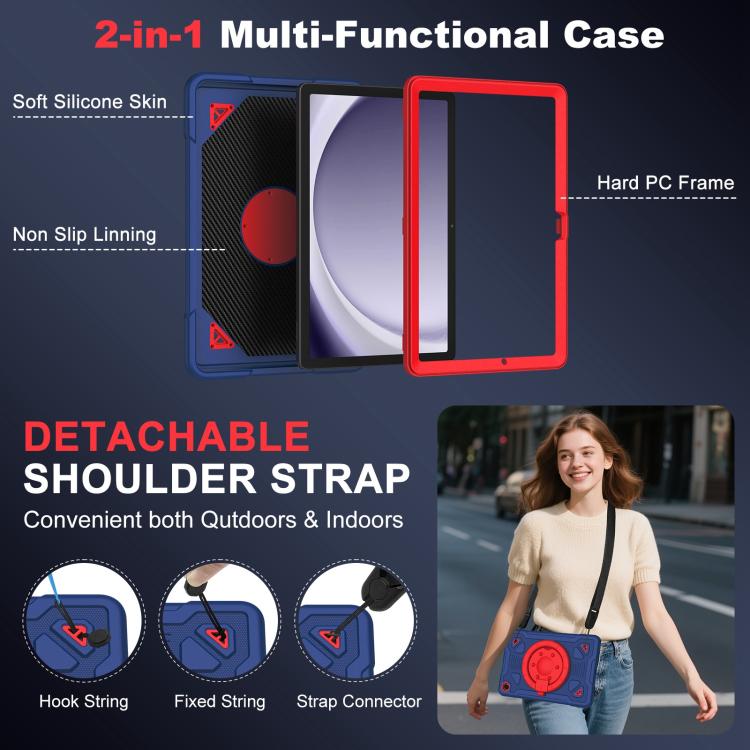 For Samsung Galaxy Tab A11+ / A9+ Space Planet Ring Holder Silicone Hydric PC Tablet Case with Shoulder Strap