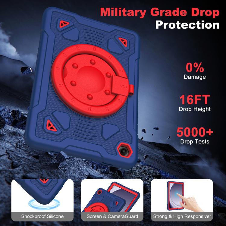 For Samsung Galaxy Tab A11+ / A9+ Space Planet Ring Holder Silicone Hydric PC Tablet Case with Shoulder Strap