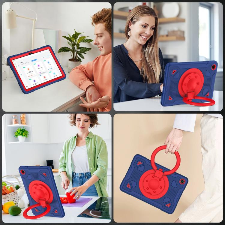 For Samsung Galaxy Tab A11+ / A9+ Space Planet Ring Holder Silicone Hydric PC Tablet Case with Shoulder Strap