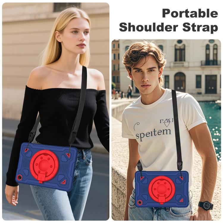 For Samsung Galaxy Tab A11+ / A9+ Space Planet Ring Holder Silicone Hydric PC Tablet Case with Shoulder Strap