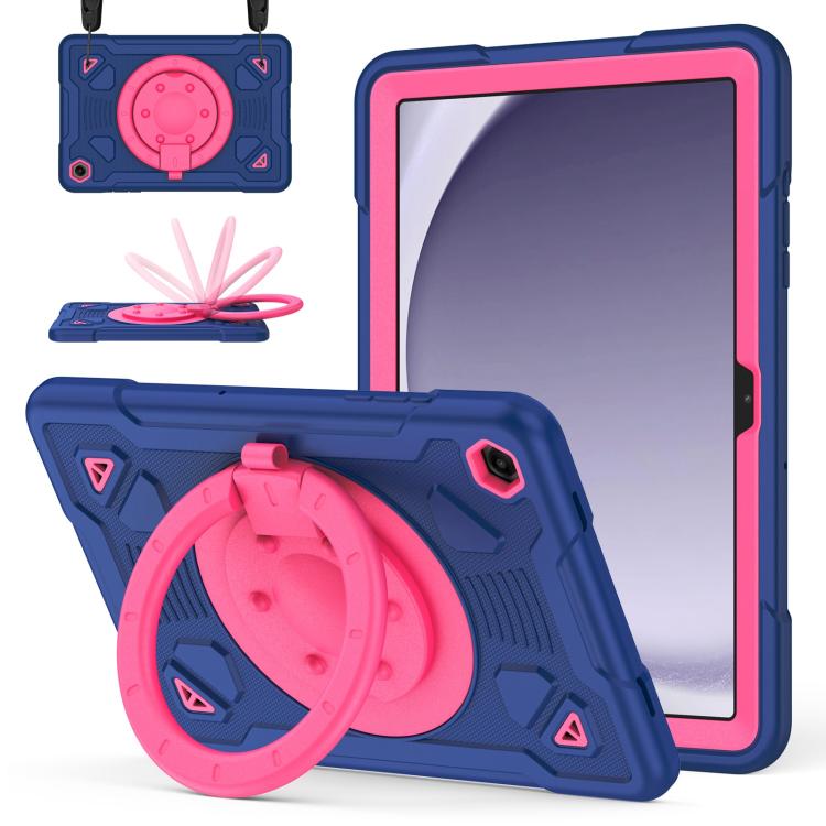 For Samsung Galaxy Tab A11+ / A9+ Space Planet Ring Holder Silicone Hydric PC Tablet Case with Shoulder Strap