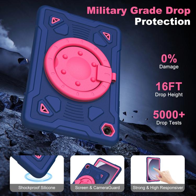 For Samsung Galaxy Tab A11+ / A9+ Space Planet Ring Holder Silicone Hydric PC Tablet Case with Shoulder Strap