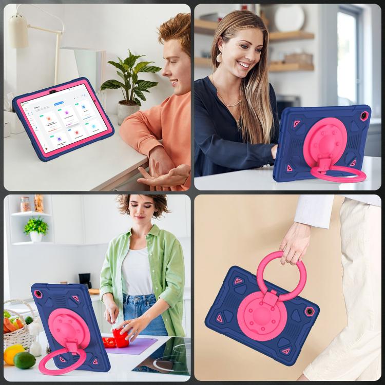 For Samsung Galaxy Tab A11+ / A9+ Space Planet Ring Holder Silicone Hydric PC Tablet Case with Shoulder Strap