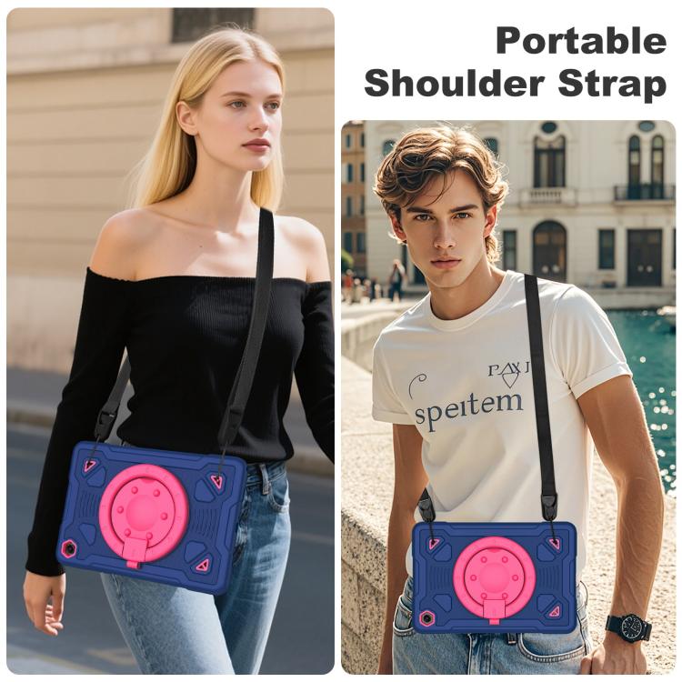 For Samsung Galaxy Tab A11+ / A9+ Space Planet Ring Holder Silicone Hydric PC Tablet Case with Shoulder Strap
