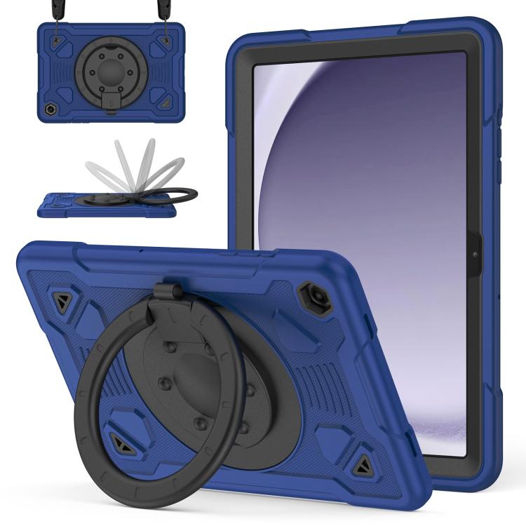 For Samsung Galaxy Tab A11+ / A9+ Space Planet Ring Holder Silicone Hydric PC Tablet Case with Shoulder Strap