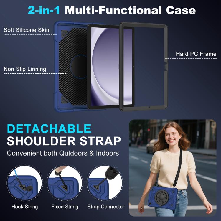 For Samsung Galaxy Tab A11+ / A9+ Space Planet Ring Holder Silicone Hydric PC Tablet Case with Shoulder Strap