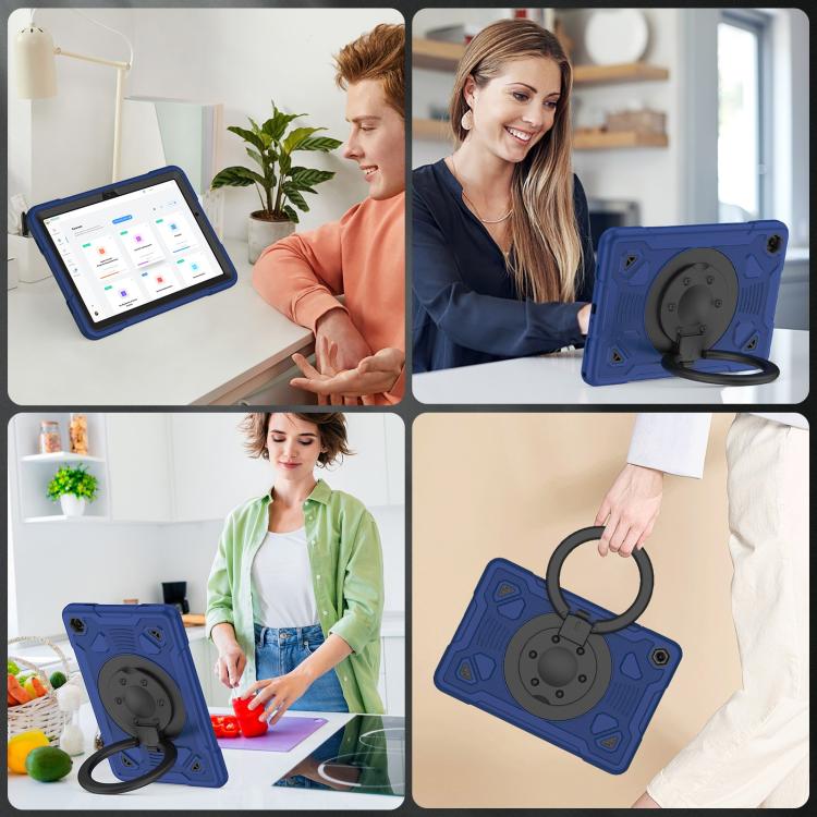 For Samsung Galaxy Tab A11+ / A9+ Space Planet Ring Holder Silicone Hydric PC Tablet Case with Shoulder Strap