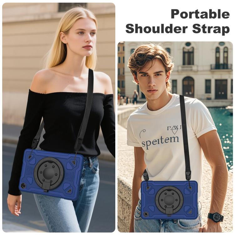 For Samsung Galaxy Tab A11+ / A9+ Space Planet Ring Holder Silicone Hydric PC Tablet Case with Shoulder Strap