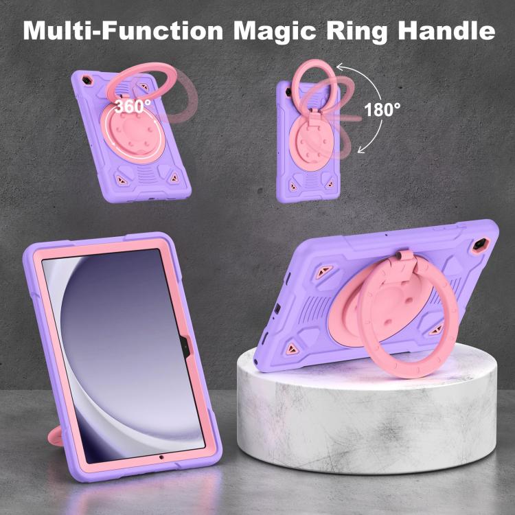 For Samsung Galaxy Tab A11+ / A9+ Space Planet Ring Holder Silicone Hydric PC Tablet Case with Shoulder Strap