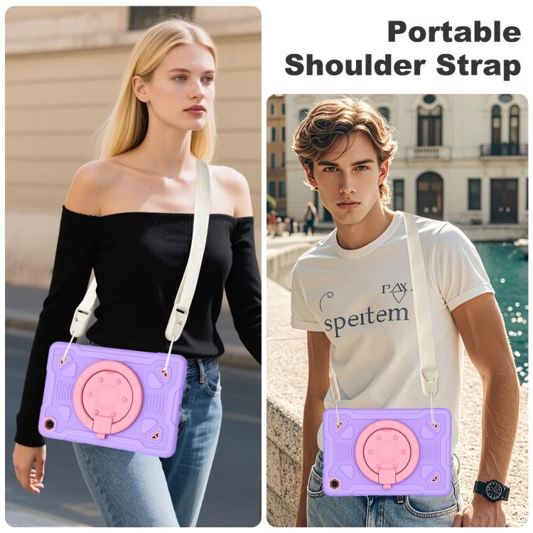 For Samsung Galaxy Tab A11+ / A9+ Space Planet Ring Holder Silicone Hydric PC Tablet Case with Shoulder Strap