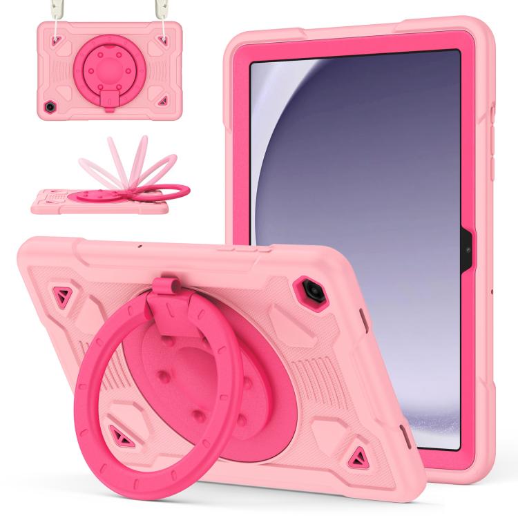 For Samsung Galaxy Tab A11+ / A9+ Space Planet Ring Holder Silicone Hydric PC Tablet Case with Shoulder Strap