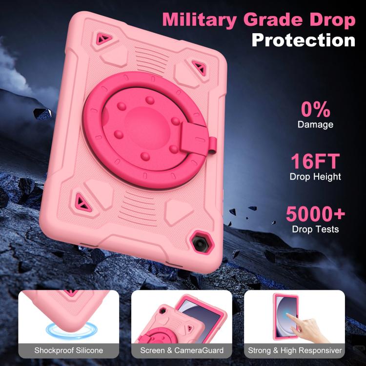 For Samsung Galaxy Tab A11+ / A9+ Space Planet Ring Holder Silicone Hydric PC Tablet Case with Shoulder Strap