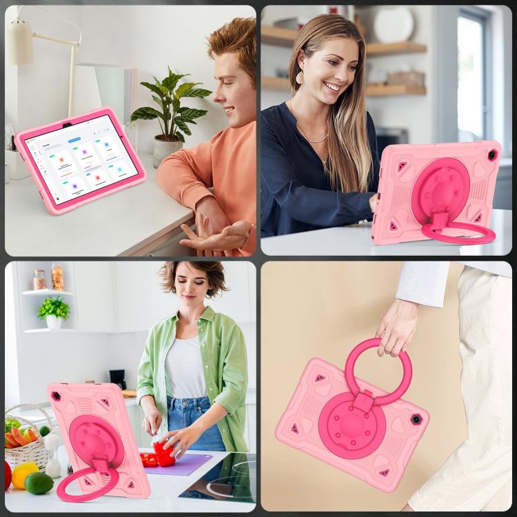 For Samsung Galaxy Tab A11+ / A9+ Space Planet Ring Holder Silicone Hydric PC Tablet Case with Shoulder Strap