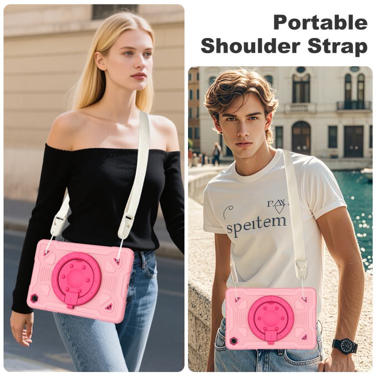 For Samsung Galaxy Tab A11+ / A9+ Space Planet Ring Holder Silicone Hydric PC Tablet Case with Shoulder Strap